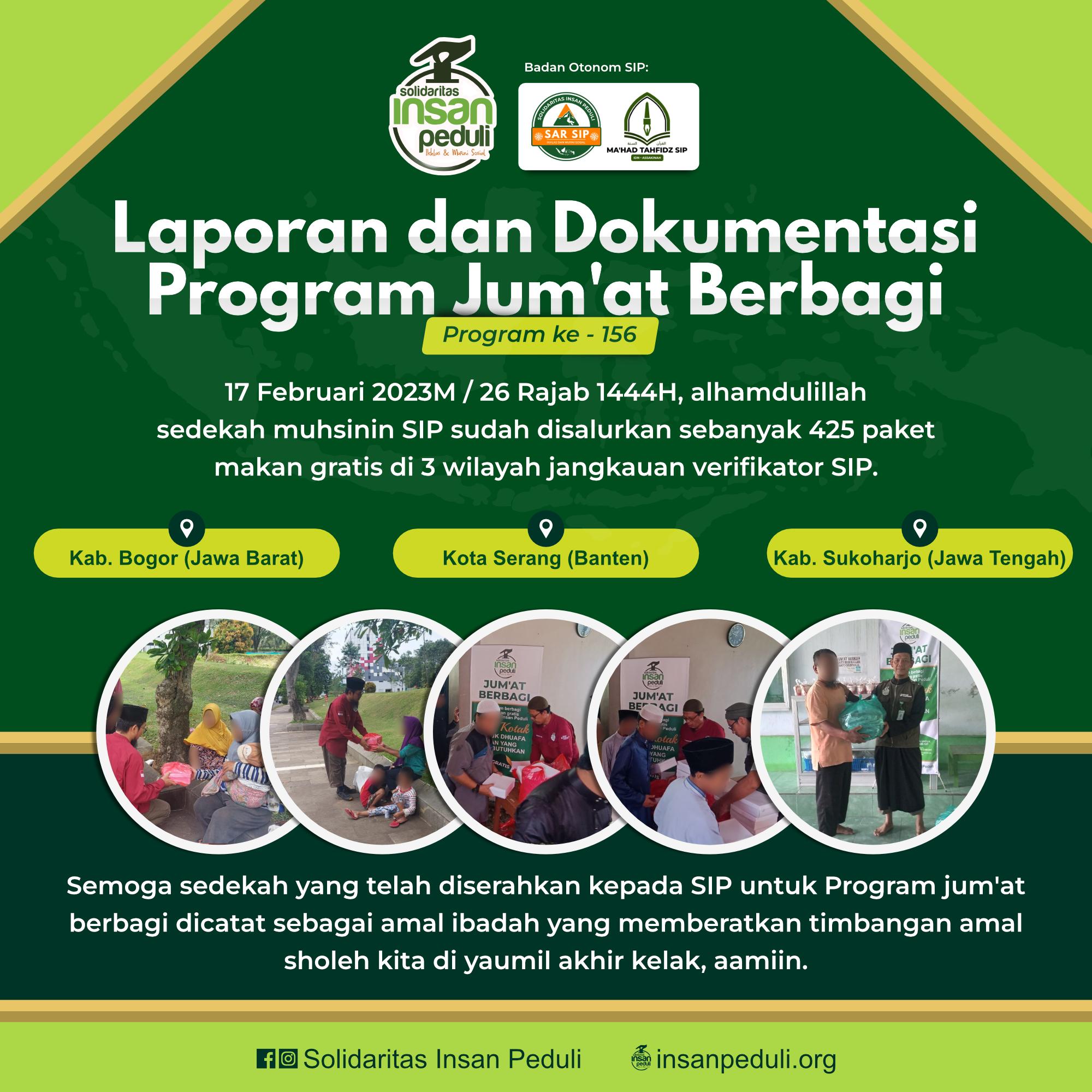 Program Jum’at Berbagi SIP ke-156 – Solidaritas Insan Peduli