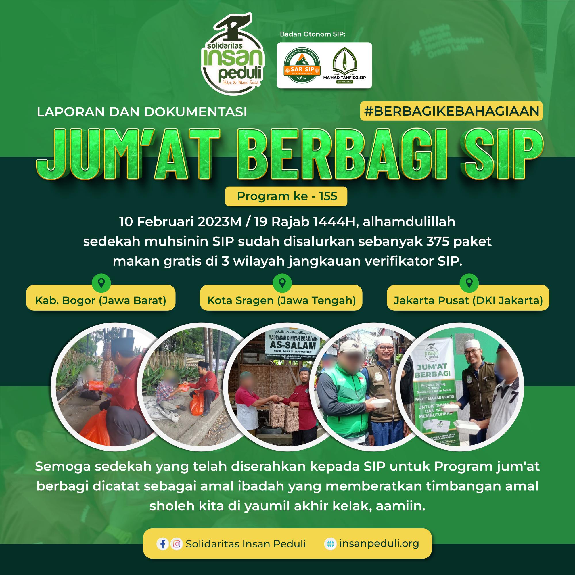Program Jum’at Berbagi SIP ke-155 – Solidaritas Insan Peduli